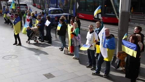 Ukrainians protest at Freelancer.com Head Office Vídeos de archivo 198114708