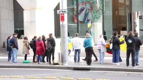 Ukrainians protest at Freelancer.com Head Office Video stock 198114719
