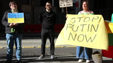 Ukrainians protest at Freelancer.com Head Office Stock-Footage 198114918