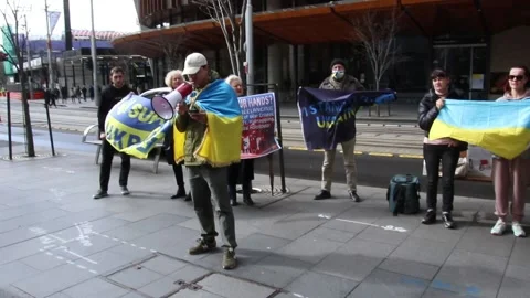 Ukrainians protest at Freelancer.com Head Office Video stock 201231034