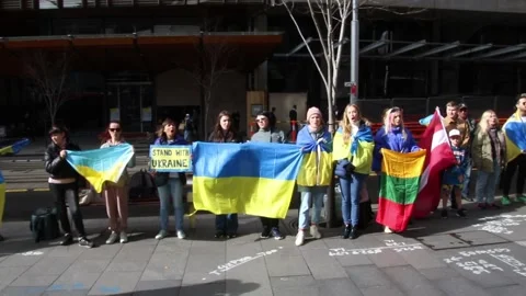 Ukrainians protest at Freelancer.com Head Office Video stock 201231084
