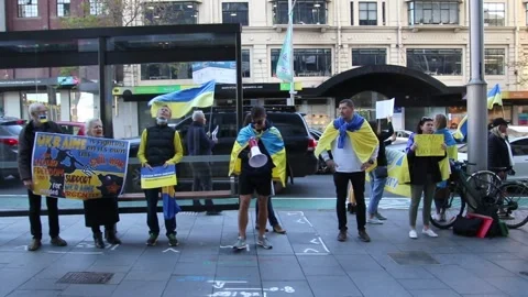 Ukrainians protest at German Consulate in Sydney, Australia Stock Footage 196058318