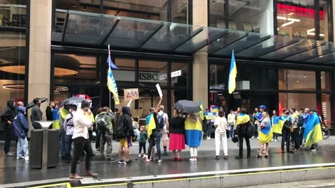 Ukrainians protest HSBC Stock Footage 172907816