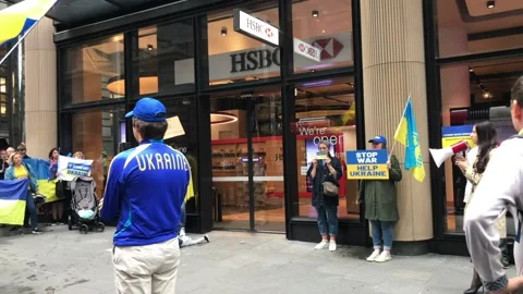 Ukrainians protest HSBC Stock Footage 172908052