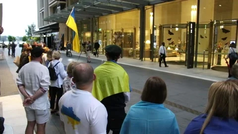 Ukrainians protest at HSBC HQ Stock Footage 178953713