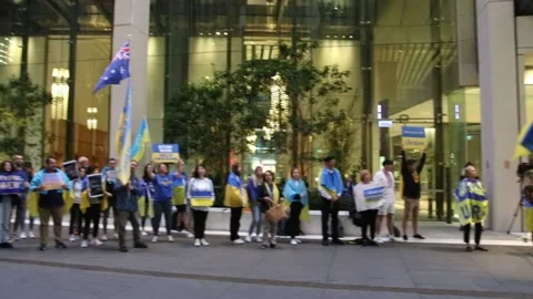 Ukrainians protest at HSBC HQ Video stock 178982158