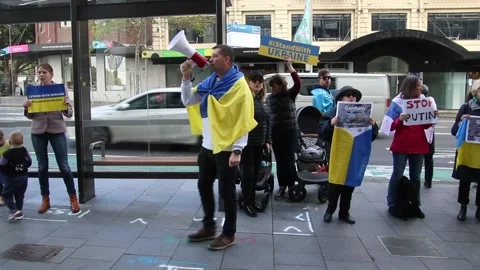 Ukrainians protest outside the German Consulate Stock Footage 196214523