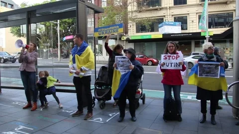 Ukrainians protest outside the German Consulate Stock Footage 196214529