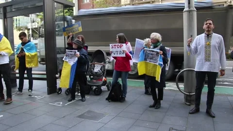 Ukrainians protest outside the German Consulate Stock Footage 196215485