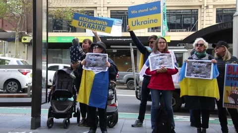 Ukrainians protest outside the German Consulate Stock Footage 196215922
