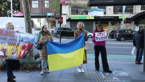 Ukrainians protest outside the German Consulate Video stock 196780516