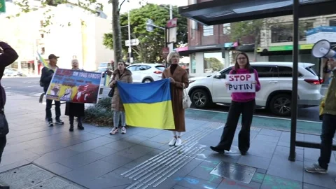 Ukrainians protest outside the German Consulate Stock Footage 196781290