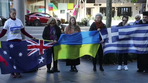 Ukrainians protest outside the German Consulate Stock Footage 196781564