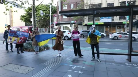 Ukrainians protest outside the German Consulate Stock Footage 196781637