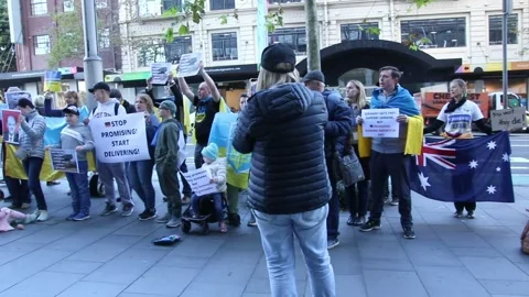 Ukrainians protest outside the German Consulate 스톡 동영상 197301627