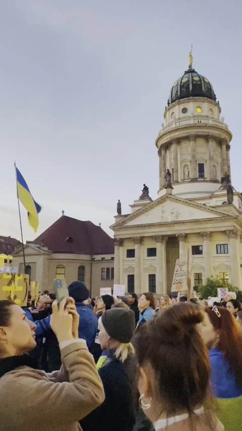 Ukranian demonstration in berlin Stock Footage 243931857