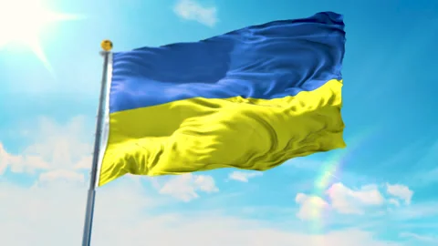 Ukranian flag waving on the flagpole Stock Footage 171829645