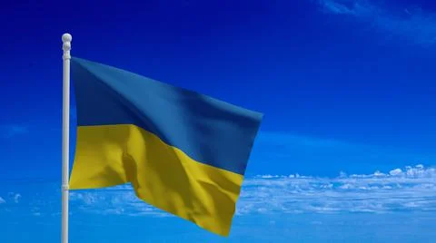 Ukranian flag, waving in the wind - 3d rendering - CGI. Illustrazione stock