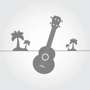 Ukulele on the beach symbol Stock Illustration
