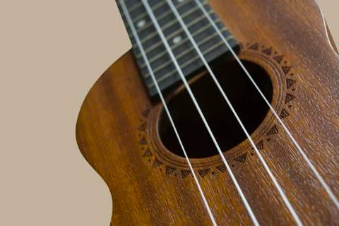 Ukulele in close with gray background 库存照片