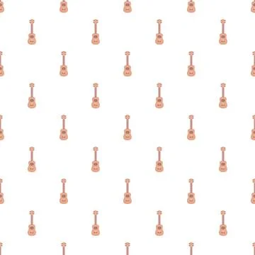 Ukulele instrument seamless pattern white background Illustrazione stock
