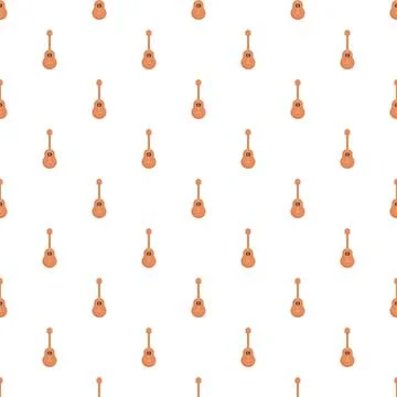 Ukulele instrument seamless pattern on white background Illustrazione stock