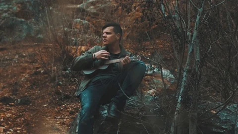 Ukulele man Stock Footage 90487453