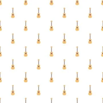 Ukulele musical instrument pattern repeating seamless texture background Stock Illustration