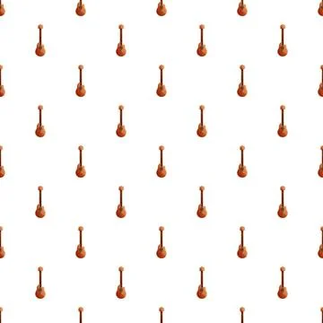 Ukulele musical instrument repeating pattern on white background Stock Illustration