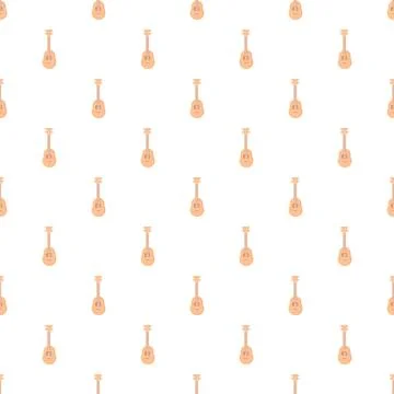 Ukulele musical instrument seamless pattern on white background Stock Illustration