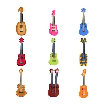 Ukulele set cartoon vector illustration 库存插图