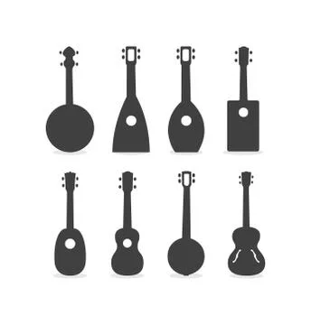 Ukulele Silhouette Set Stock Illustration