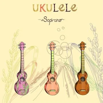 Ukulele soprano set Stock Illustration