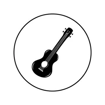 Ukulele - vector logo icon for web. black on white. Minimalistic cartoon styl Stock Illustration