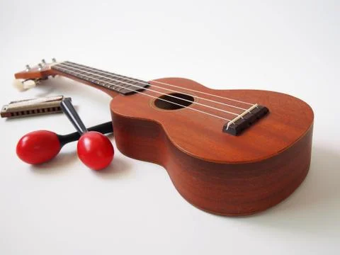 Ukulele on white background Stock Photos
