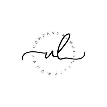 UL Initial handwriting logo design Stock Illustration