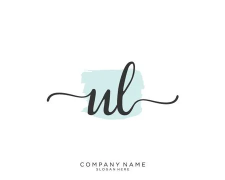 UL Initial handwriting logo design Stock Illustration