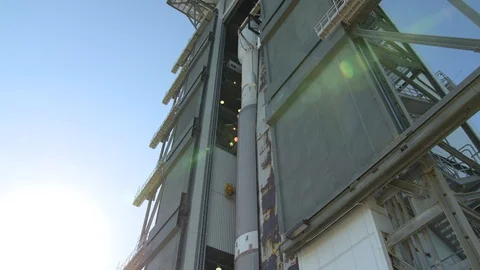 ULA Atlas V rocket is rolled to Space Launch Complex 41 - 2017 Stock Footage 94452632