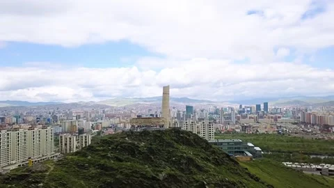 Ulaanbaatar, Mongolia. Memorial to Soviet soldiers on Zaisan Tolgoi. complex in Stock Footage 166678256