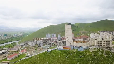 Ulaanbaatar, Mongolia. Memorial to Soviet soldiers on Zaisan Tolgoi. complex in Stock Footage 166678295