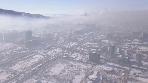 Ulaanbaatar Mongolia Winter Pollution - right turn 4K 26s Stock Footage 149210478
