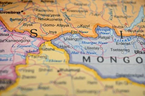 Ulaangom Mongolia Map Location  Blurred World Atlas Background with Soft Fo.. 스톡 사진