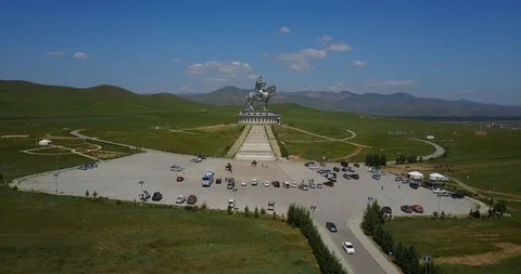 Ulan Bator / Mongolia, July 15, 2019: Monument to Genghis Khan in Ulan Bator Stock Footage 122136087