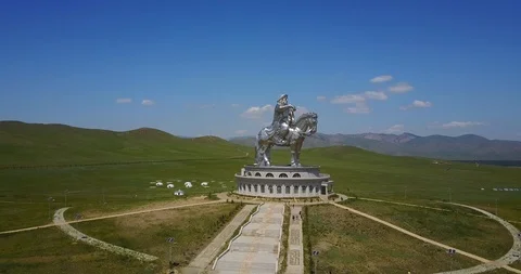 Ulan Bator / Mongolia, July 15, 2019: Monument to Genghis Khan in Ulan Bator Stock Footage 122136199