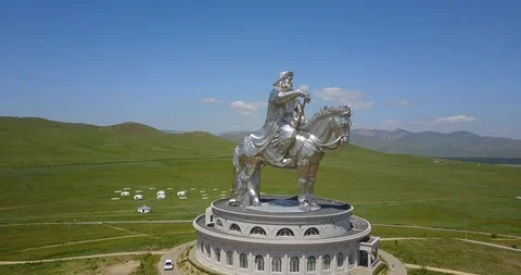 Ulan Bator / Mongolia, July 15, 2019: Monument to Genghis Khan in Ulan Bator Stock Footage 122136426