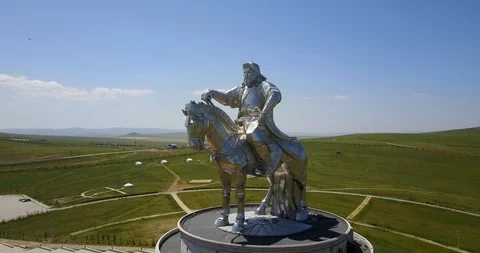 Ulan Bator / Mongolia, July 15, 2019: Monument to Genghis Khan in Ulan Bator Stock Footage 122136479