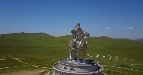 Ulan Bator / Mongolia, July 15, 2019: Monument to Genghis Khan in Ulan Bator Stock Footage 122136596