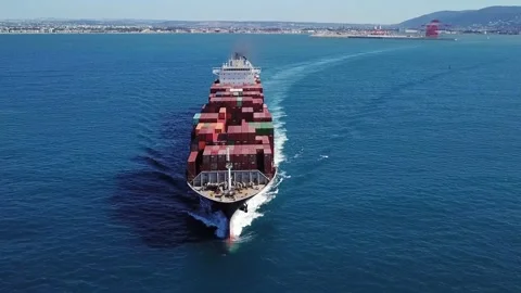 ULCV fully loaded with freight Container. Ultra-large container vessel. Stock Footage 140900259