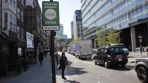 ULEZ (Ultra low emission zone) London prepare for new charge Stock Footage 106153748