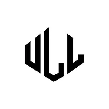 ULL letter logo design with polygon shape. ULL polygon and cube shape logo .. Stock Illustration